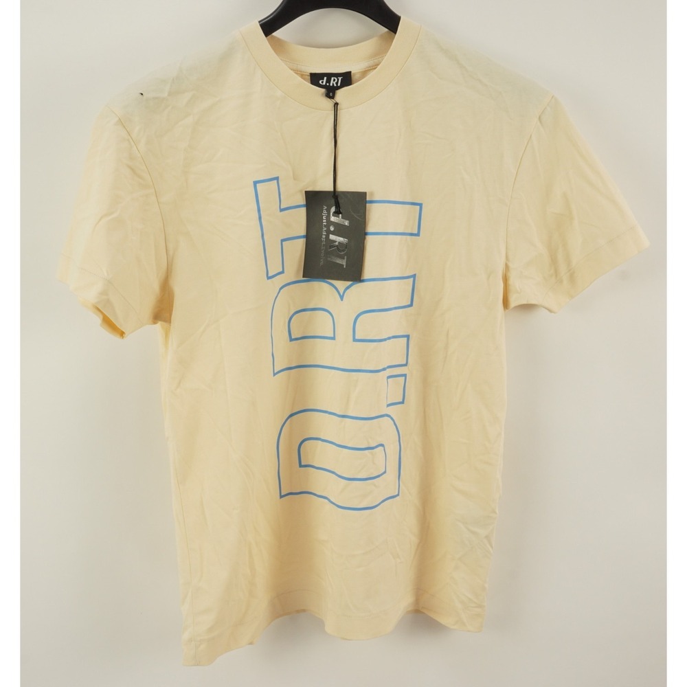 New d.RT Capital Tee Men's Large Short Sleeve Cream Cotton Big Logo Crew T-Shirt